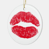 Red Kissing Lips Keramik Ornament (Links)