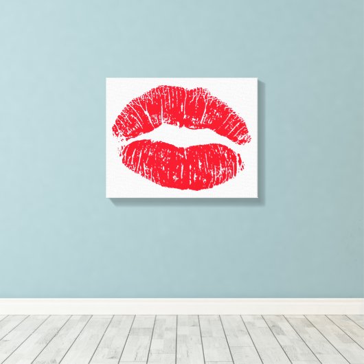 Red Kissing Lips Leinwanddruck (Insitu (Holzboden))