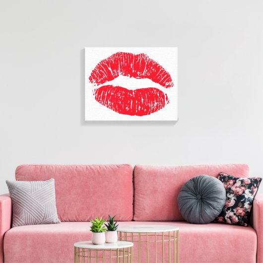 Red Kissing Lips Leinwanddruck (Insitu (Wohnzimmer))