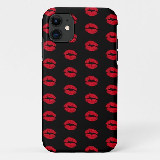 Red Kissing Lips Muster Case-Mate iPhone Hülle (Rückseite)