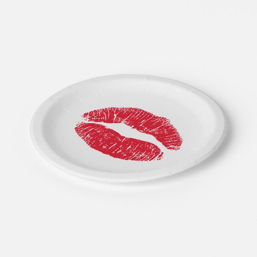 Red Kissing Lips Pappteller (Schrägansicht)