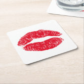 Red Kissing Lips Rechteckiger Pappuntersetzer (angewinkelt)