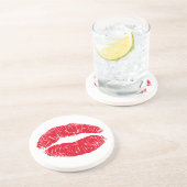 Red Kissing Lips Untersetzer (Seite)