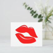 Red Kissy Lips Postkarte (Stehend Vorderseite)