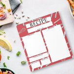 Red Kitchen Utensils Blank Sheet Kulinarisches Rez Notizblock<br><div class="desc">Ein einzigartiges und nützliches Notizblock für kulinarische Rezepte. Das Design besteht aus einem Muster silberner Küchenutensilien auf einem roten Hintergrund mit leeren Räumen,  wo Sie alle wichtigen Daten für die Zubereitung eines Rezeptes aufschreiben können. Der Text ist vollständig anpassbar.</div>