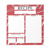 Red Kitchen Utensils Blank Sheet Kulinarisches Rez Notizblock (Vorderseite)