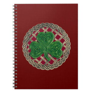 Red Kleeblatt On Celtic Knots Spiral Notebook Notizblock