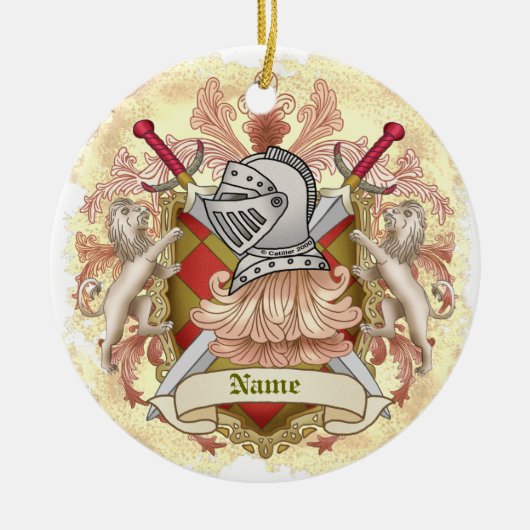 Red Knight Familienwappen Nachname Keramik Ornament (Vorne)