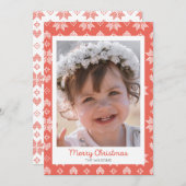 Red Knitter Sweater Pattern Foto Weihnachtskarte Einladung (Vorne/Hinten)