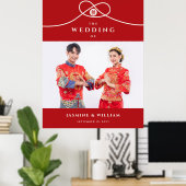 Red Knot Double Happiness Foto Chinesische Hochzei Poster (Heimbüro)