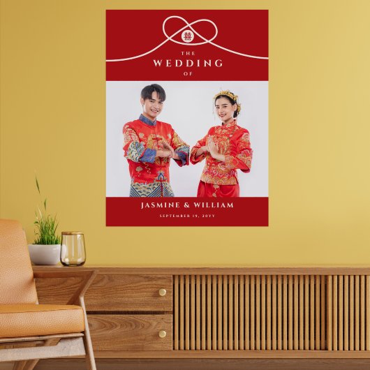 Red Knot Double Happiness Foto Chinesische Hochzei Poster (Wohnzimmer 2)