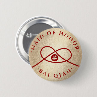 Red Knot Double Happiness Team Bride Chic Hochzeit Button