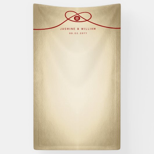 Red Knot Double Happiness Wedding Foto Hintergrund Banner (Vertikal)