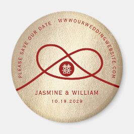 Red Knot Double Happy Chinese Save the Date Magnet