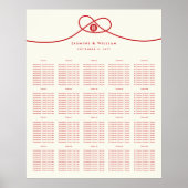 Red Knot Double Happy Wedding Seating Chart Poster (Vorne)