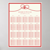 Red Knot Double Happy Wedding Seating Chart Poster (Vorne)