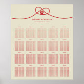 Red Knot Double Happy Wedding Seating Chart Poster (Vorne)