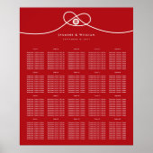 Red Knot Double Happy Wedding Seating Chart Poster (Vorne)
