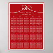 Red Knot Double Happy Wedding Seating Chart Poster (Vorne)