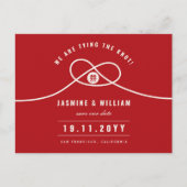 Red Knot Double Xi chinesische Hochzeit speichern Ankündigungspostkarte (Vorderseite)