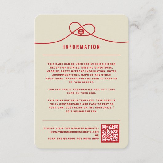 Red Knot Gewerkschaft Double Happiness Chinesische Begleitkarte (Vorderseite)