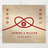 Red Knot Gewerkschaft Double Happiness Chinesische Bierflaschenetikett (Einzelnes Label)