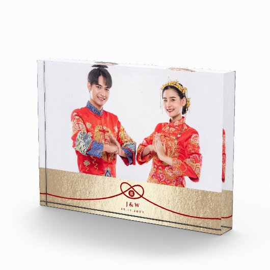 Red Knot Gewerkschaft Double Happiness Chinesische Fotoblock (Rechts)