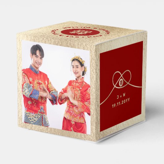 Red Knot Gewerkschaft Double Happiness Chinesische Geschenkschachtel (Rückseite)