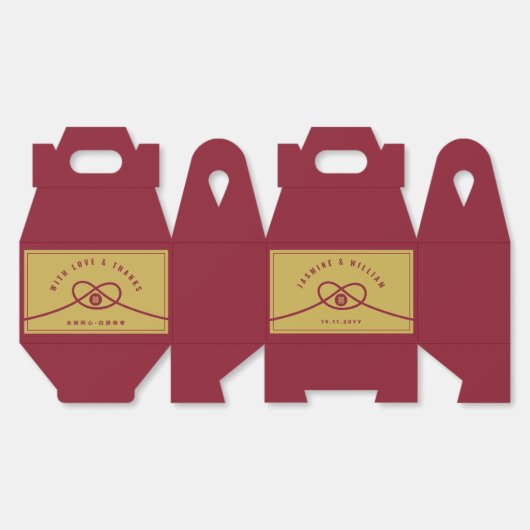 Red Knot Gewerkschaft Double Happiness Chinesische Geschenkschachtel (Ungeklappt)