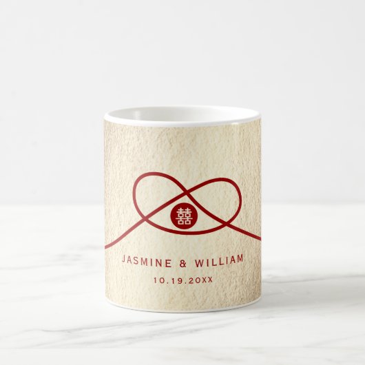 Red Knot Gewerkschaft Double Happiness Chinesische Kaffeetasse (Mittel)