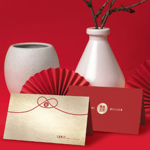 Red Knot Gewerkschaft Double Happiness Chinesische Platzkarte