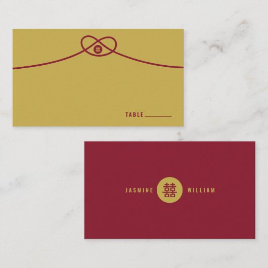 Red Knot Gewerkschaft Double Happiness Chinesische Platzkarte (Vorne/Hinten)