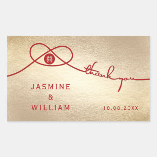 Red Knot Gewerkschaft Double Happiness Chinesische Rechteckiger Aufkleber