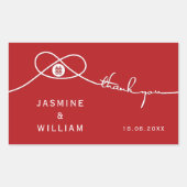 Red Knot Gewerkschaft Double Happiness Chinesische Rechteckiger Aufkleber (Vorderseite)