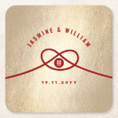 Red Knot Gewerkschaft Double Happiness Chinesische Rechteckiger Pappuntersetzer (Vorderseite)