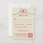 Red Knot Gewerkschaft Double Happiness Chinesische RSVP Karte (Vorderseite)