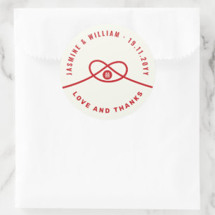 Red Knot Gewerkschaft Double Happiness Chinesische Runder Aufkleber