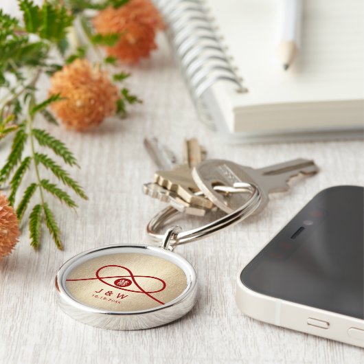 Red Knot Gewerkschaft Double Happiness Chinesische Schlüsselanhänger (Seite)