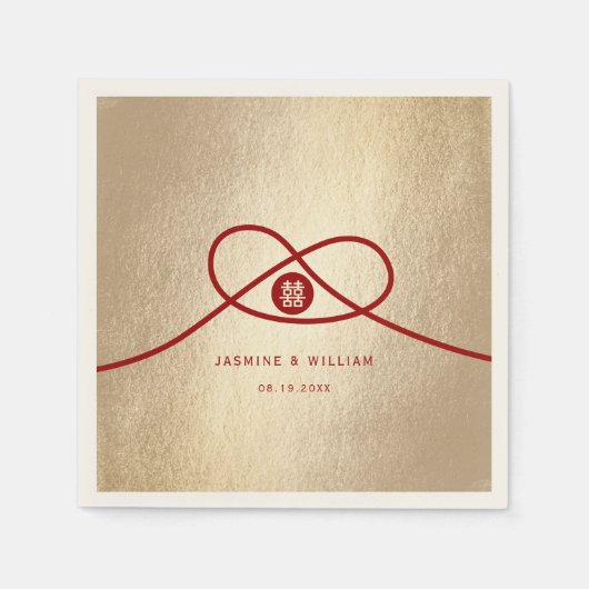 Red Knot Gewerkschaft Double Happiness Chinesische Serviette (Vorderseite)