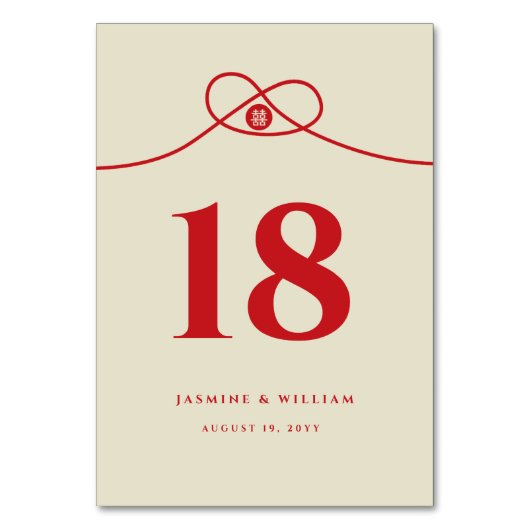 Red Knot Gewerkschaft Double Happiness Chinesische Tischnummer (Rückseite)