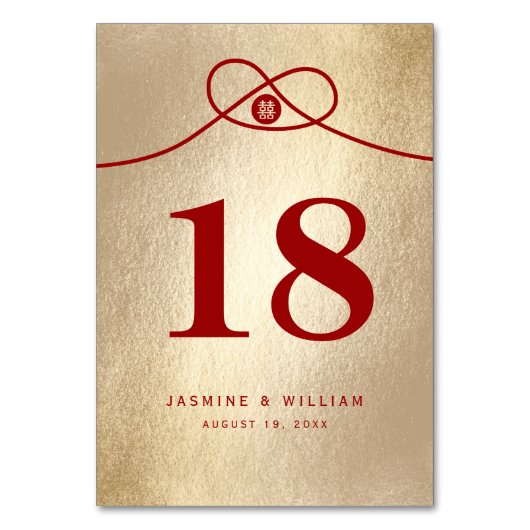 Red Knot Gewerkschaft Double Happiness Chinesische Tischnummer (Rückseite)