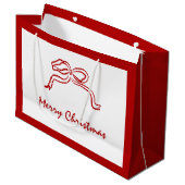 Red Knot Modern Christmas Große Geschenktüte (Vorderseite Schrägansicht)