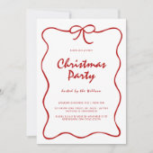 Red Knot Modern Christmas Party Einladung (Vorderseite)