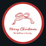 Red Knot Modern Christmas Runder Aufkleber<br><div class="desc">Fügen Sie Ihren Weihnachtsgeschenken und -karten eine festliche Touch mit dem Red Knot Modern Christmas Classic Aufkleber hinzu. Diese Aufkleber sind in einem schicken Design gestaltet, das lebendige Farben und zeitgenössische Urlaubsmotive verbindet. Sie eignen sich perfekt, um Geschenkpackungen zu versiegeln, die Urlaubskarten zu dekorieren oder Ihre saisonale Dekoration um eine...</div>