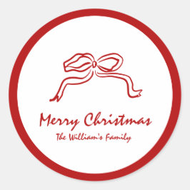Red Knot Modern Christmas Runder Aufkleber
