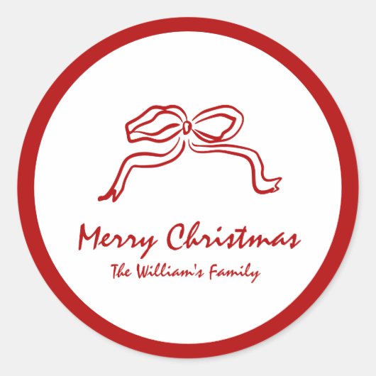 Red Knot Modern Christmas Runder Aufkleber (Vorderseite)