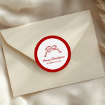 Red Knot Modern Christmas Runder Aufkleber<br><div class="desc">Fügen Sie Ihren Weihnachtsgeschenken und -karten eine festliche Touch mit dem Red Knot Modern Christmas Classic Aufkleber hinzu. Diese Aufkleber sind in einem schicken Design gestaltet, das lebendige Farben und zeitgenössische Urlaubsmotive verbindet. Sie eignen sich perfekt, um Geschenkpackungen zu versiegeln, die Urlaubskarten zu dekorieren oder Ihre saisonale Dekoration um eine...</div>