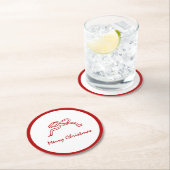 Red Knot Modern Christmas Runder Pappuntersetzer (Vor Ort)