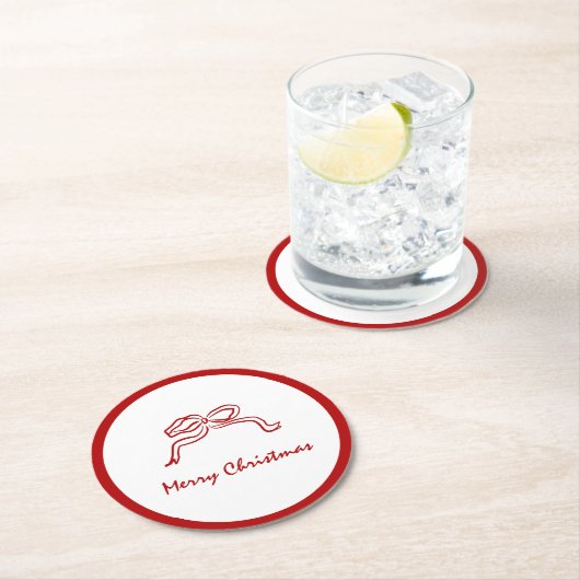 Red Knot Modern Christmas Runder Pappuntersetzer (Vor Ort)