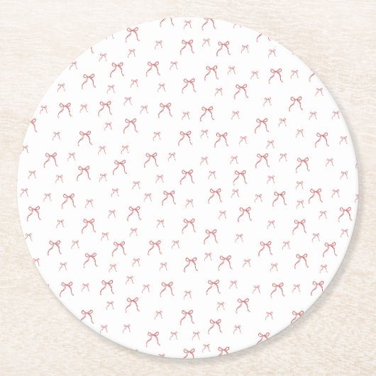 Red Knot Modern Christmas Runder Pappuntersetzer (Vorderseite)